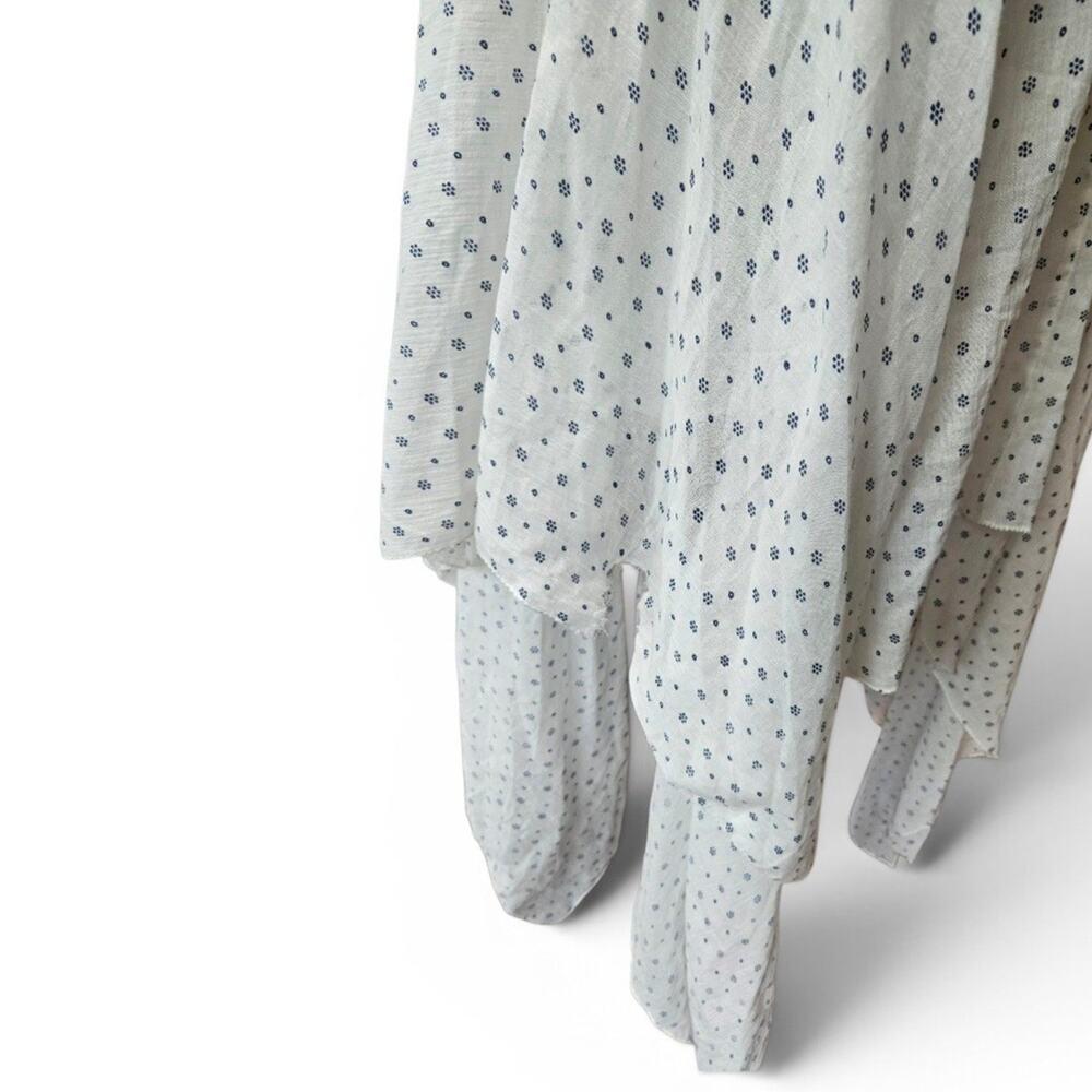 Ulla Johnson White/Blue Floral Handkerchief High Neck Flutter Sleeve Dress Sz 2 - Picture 8 of 12